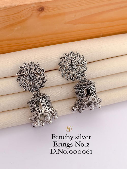 Designer Fancy Navaratri Special Silver Earrings 4 Wholesale Online
